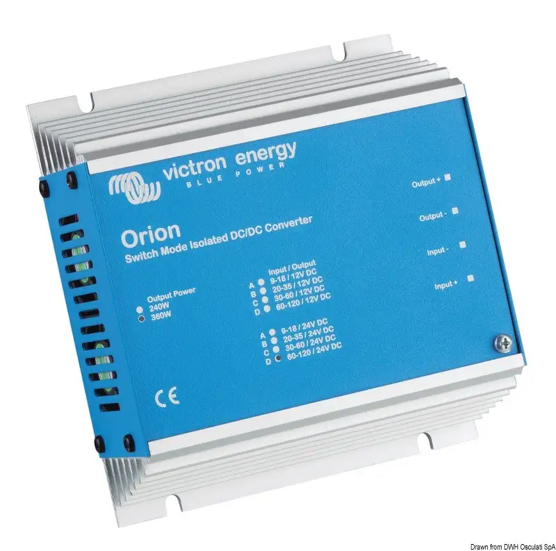 Convertitore di tensione DC/DC VICTRON Orion-Tr con isolamento galvanico, utilizzabile anche come carica batteria - Solo versione con uscita regolabile