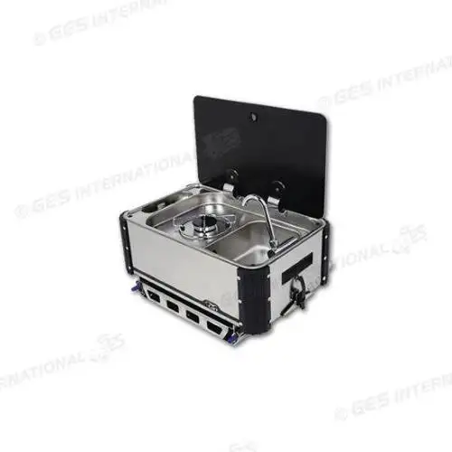 LAVELLO INOX CON PIANO DI COTTURA A GAS CON 1 FUOCO 1900W ESTRAIBILE SLIDE OUT KITCHEN SL1323LL