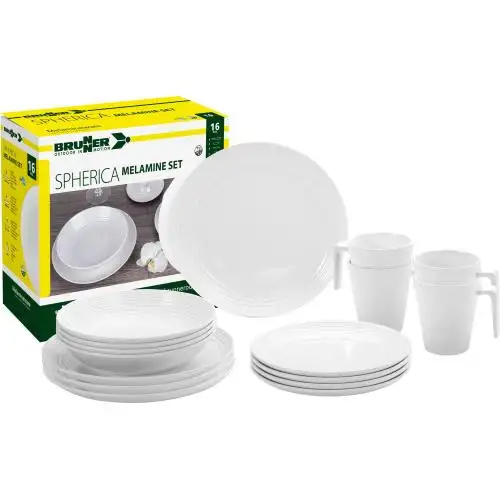 KIT PIATTI E ACCESSORI IN MELAMINA 4 PERSONE 16PZ SPHERICA 0830160N.C7T