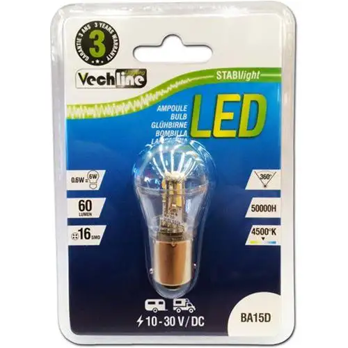 LAMPADA LED BA15D 1157 3528 P21W 12V 16 LED SMD LUCE BIANCO NEUTRO