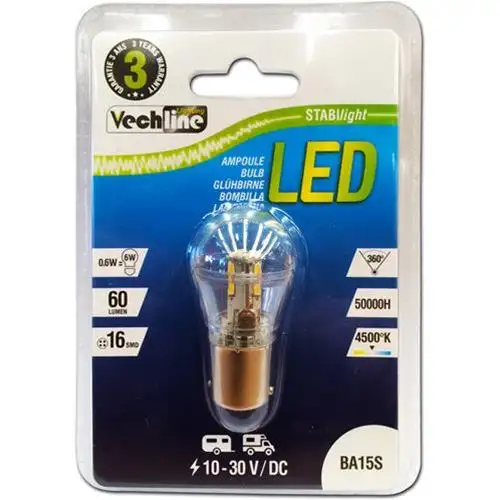 LAMPADA LED BA15S 1156 P21W 12V 16 LED SMD LUCE BIANCO NEUTRO