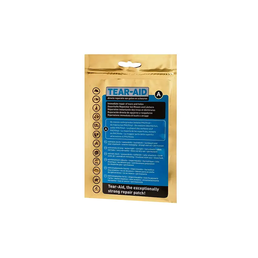 PEZZA TEAR AID REPAIR ADESIVA TRASPARENTE CM.7,6X30 PER RIPARARE MATERIALI IN EPDM,PE,HDPE,NEOPRENE ECC. ZAINI,CAPOTTE ECC.