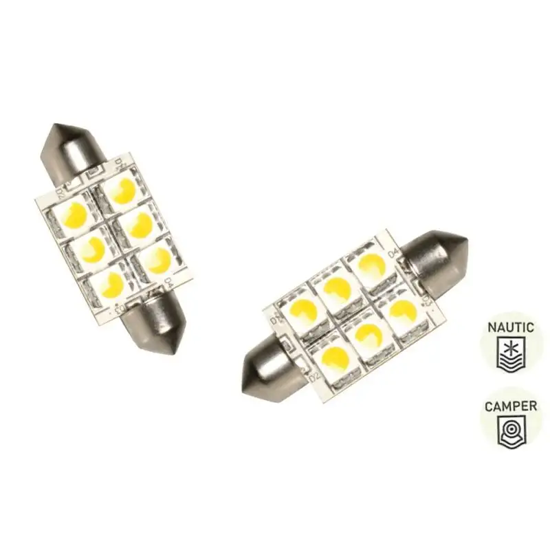 LAMPADINA SV A SILURO 6 LED - L. CALDA