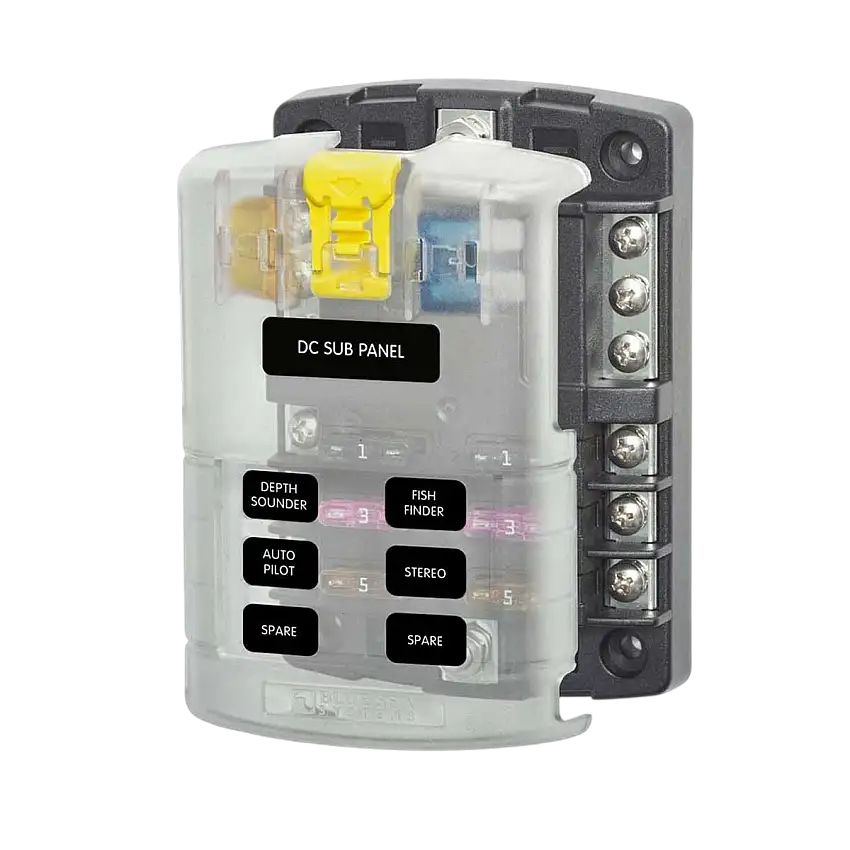Pannello fusibili plug-in a 6 circuiti con bus negativo integrato