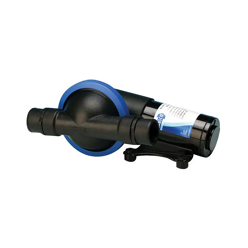 POMPA A MEMBRANA JABSCO SCARICO ACQUE NERE 12 VOLT 8 AMP AUTOD.MT.3 PORTATA LT.19 AL MINUTO PORTAGOMMA DA MM.38