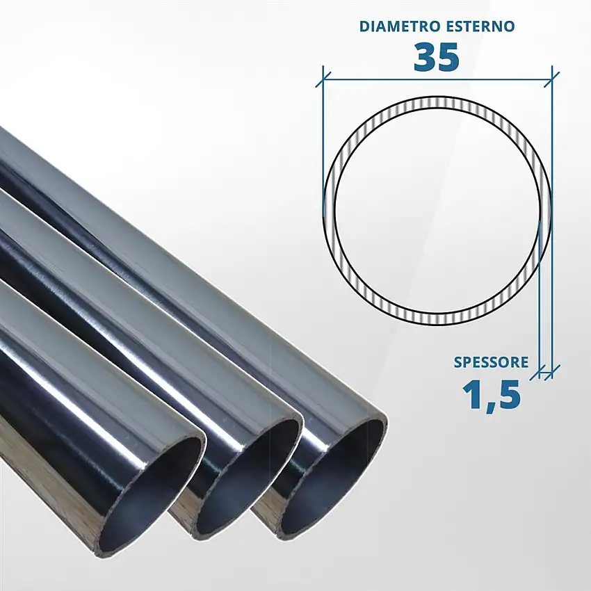 Tubo diametro 35 spessore 1,5 mm (lucido) - AISI 316L
