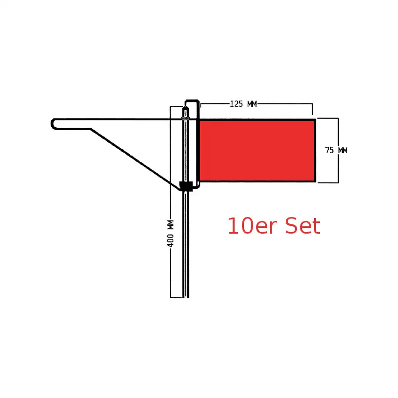 Banderuola di sensore vento rossa - segnavento - regata – set da 10