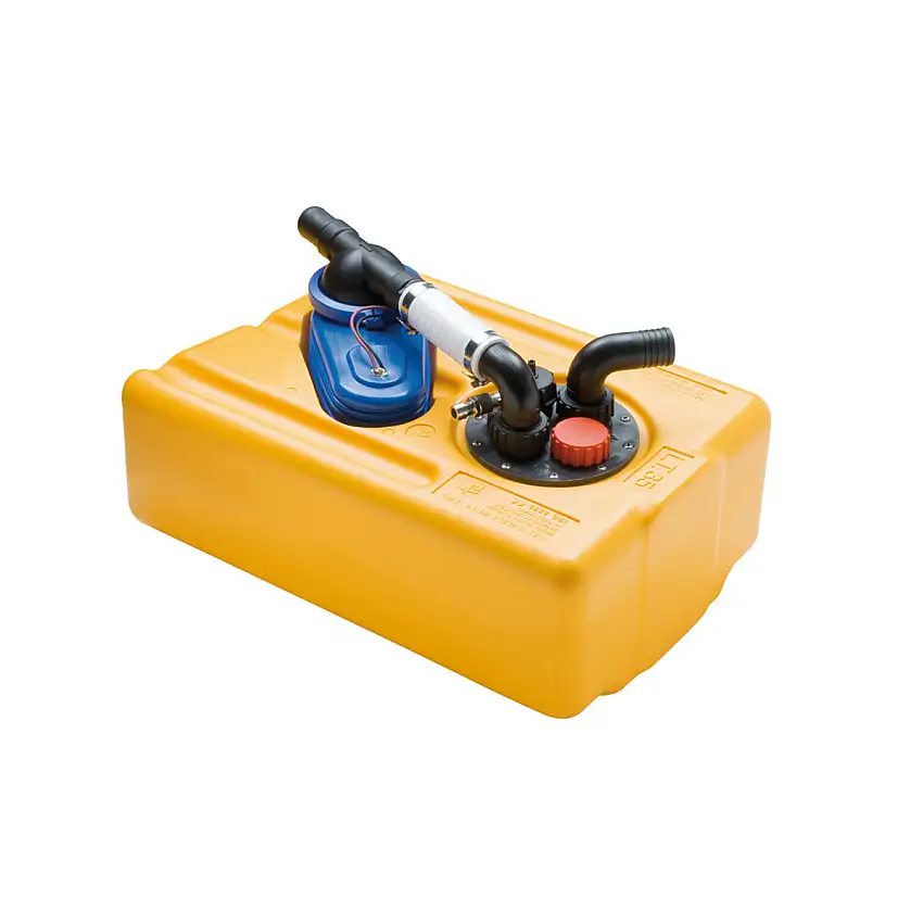 SERBATOIO ACQUE NERE E GRIGIE MM.550X390XH200 LT.35 COMPLETO DI POMPA JABSCO
