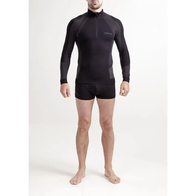 T-shirt ML uomo ACTIVE BASE ZIP NECK Nero - MUSTO