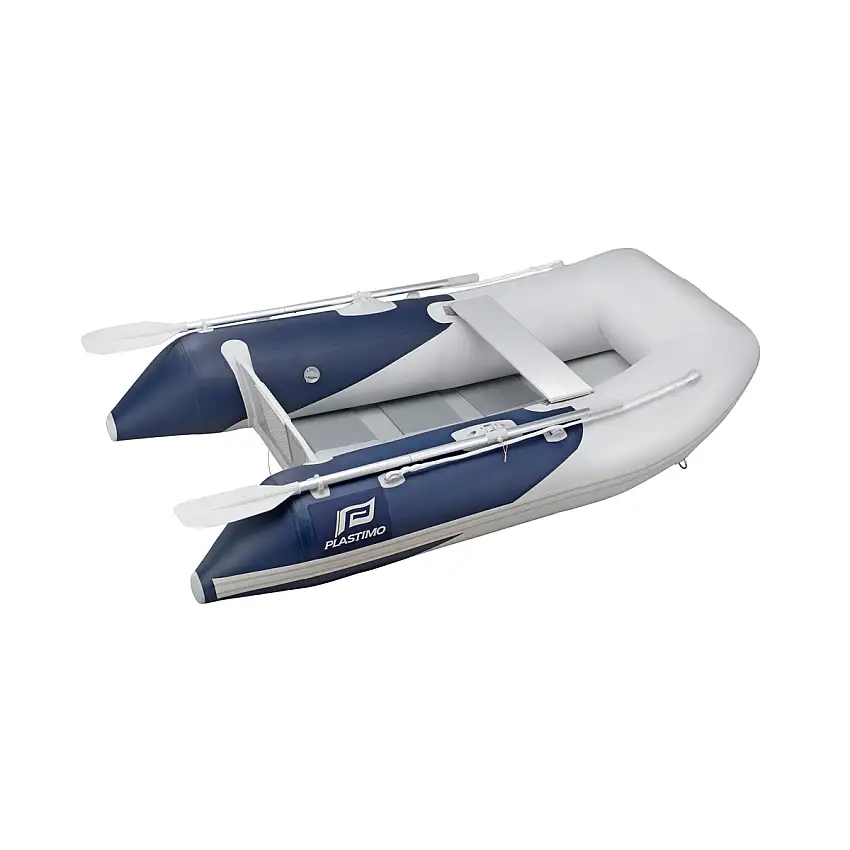 TENDER GOMMONE PLASTIMO RAID II P220SH GRIGIO CHIARO E BLU PORTATA 2+1 PERSONE LUNGHEZZA CM.218 FONDO A STECCHE