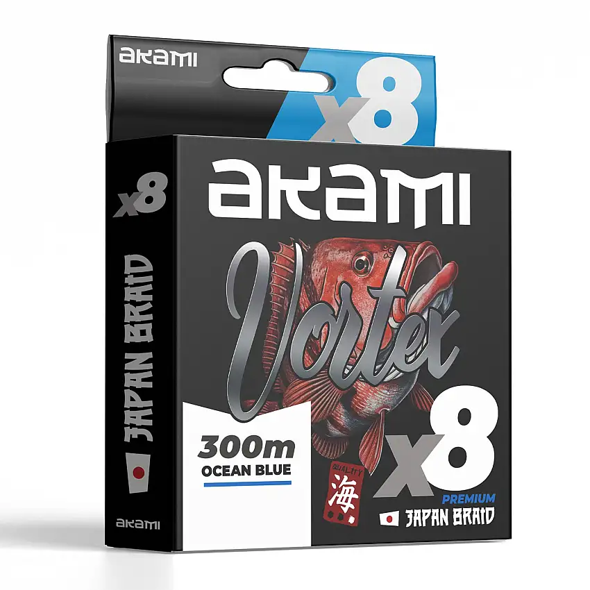Trecciato da pesca Akami VORTEX X8 OCEAN BLUE - Ideale per pesca a Spinning, Shore Jigging, Light Jigging, Eging, Pesca a fondo
