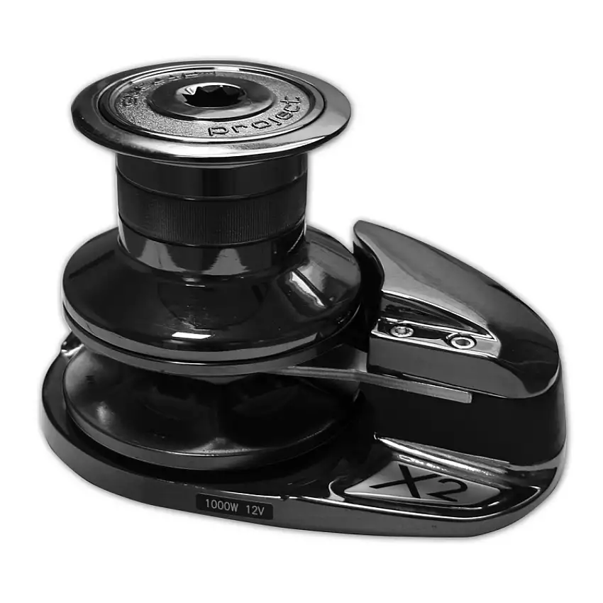 Verricello Project X2 bronzo cromato nero 1000W 12V catena mm.8 profilo alto