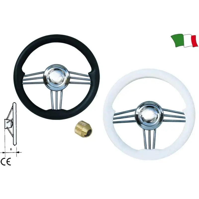 VOLANTE 3 RAZZE INOX E POLIURETANO- COLORE BIANCO-D.35cm