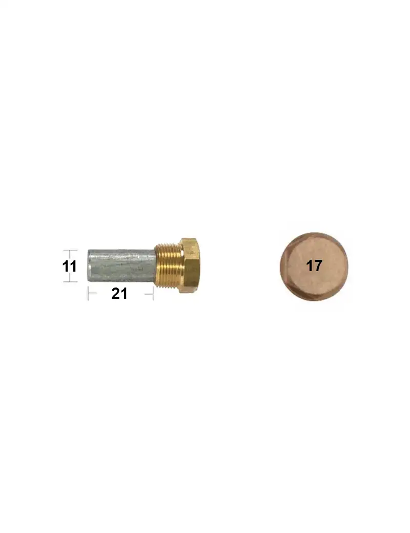 Anodo Barrotto di Zinco con Tappo Ø11x21mm