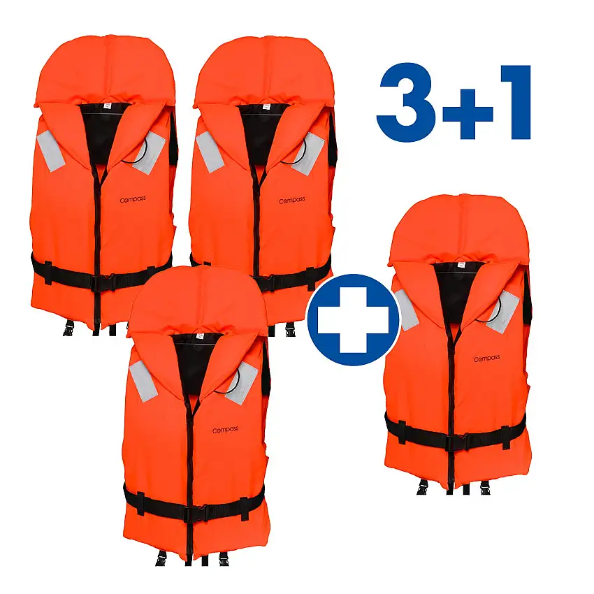 Set di gilet solidi 3+1 Compass 100N arancione