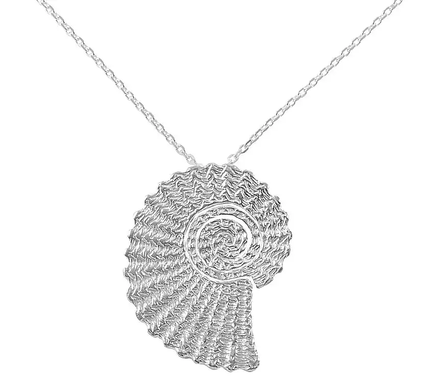 Ciondolo in ammonite con catena in argento 925