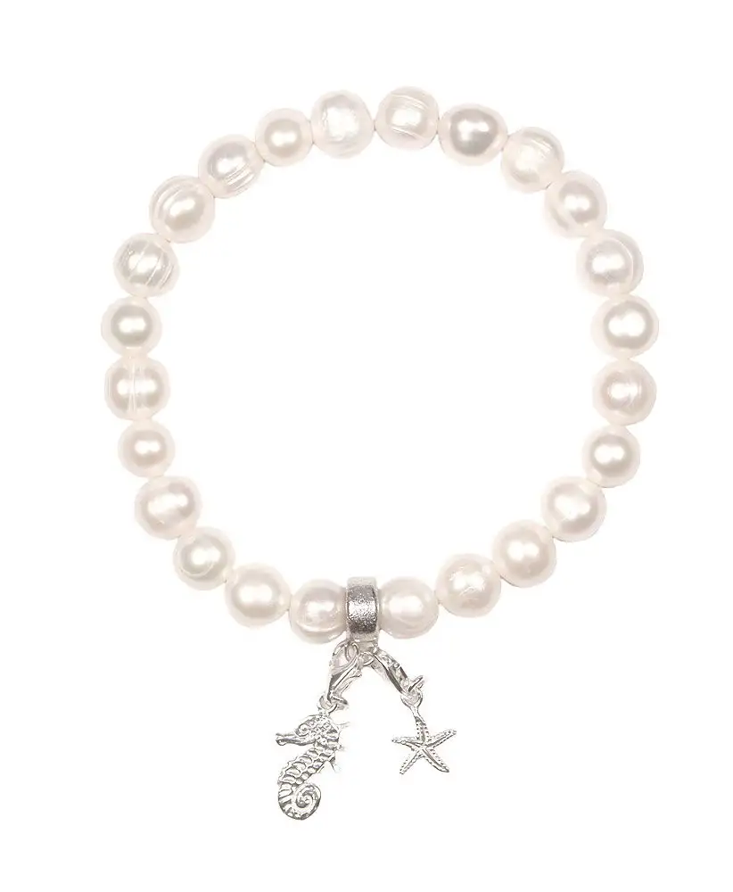 Bracciale di perle con 2 ciondoli