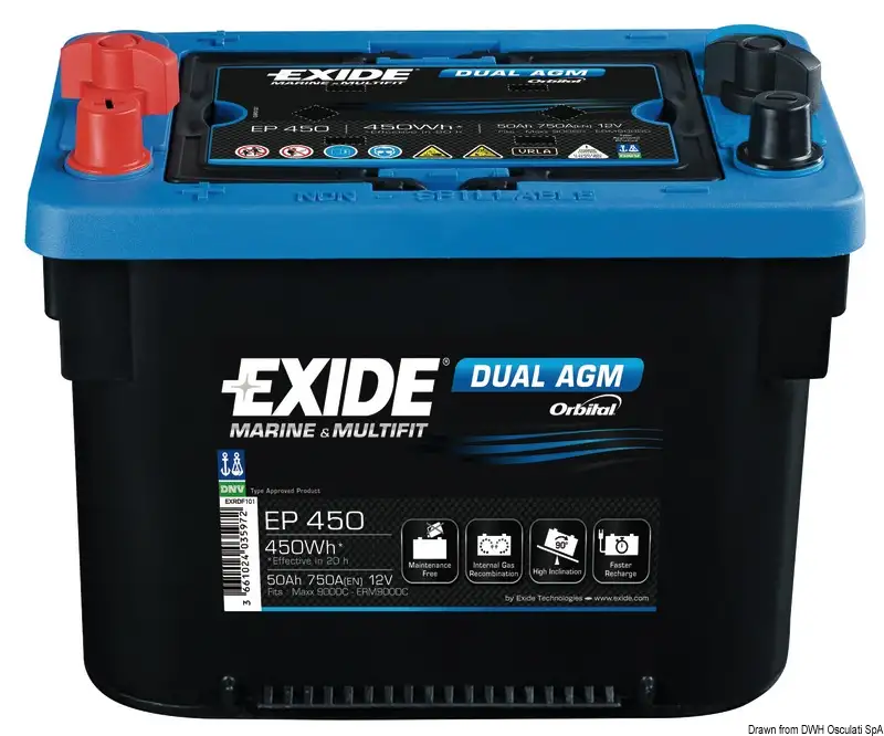 12.406.03 Batteria Maxxima x servizi e avviamento 50 Ah Osculati