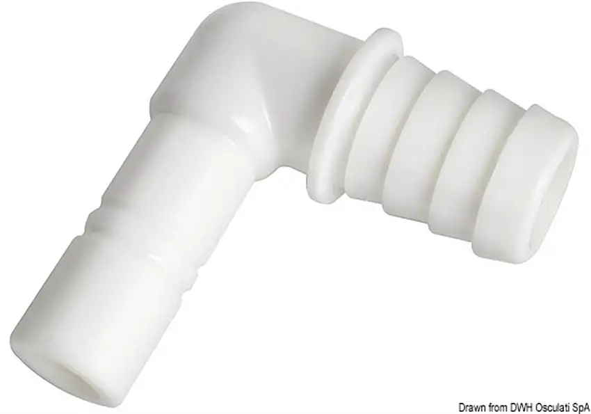 Raccordo cilindrico a gomito per tubo flessibile da 20 mm WHALE