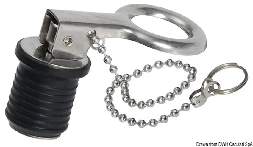 Tappo inox espansione 22 mm con catenella