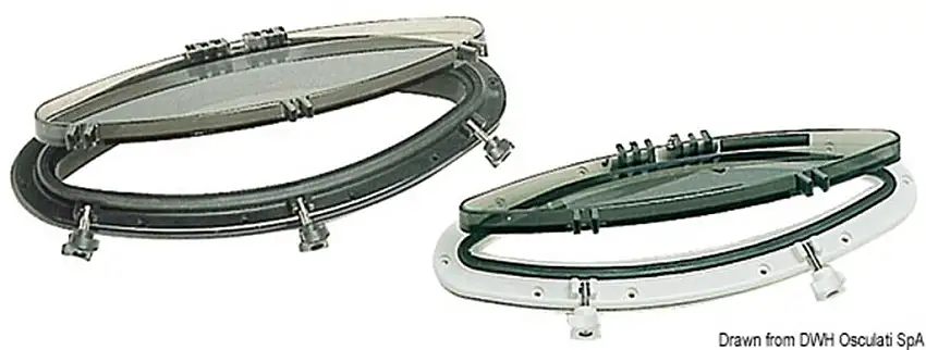 Oblò ellittico Bomar bianco 146 x 415 mm