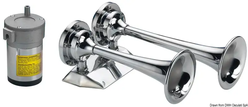 21.443.12 Tromba cromata 2 corni 12 V Osculati