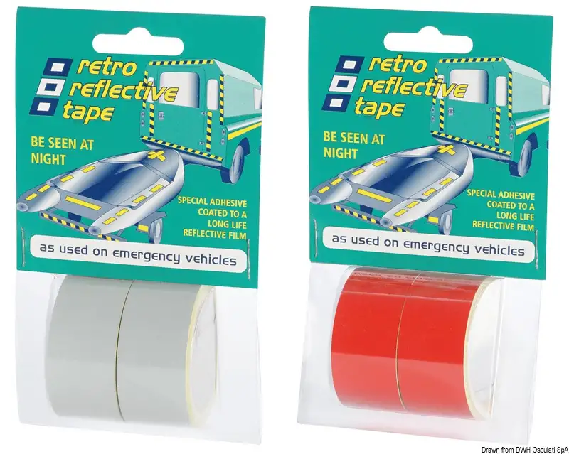 33.110.00RO Nastro adesivo riflettente rosso (2 rotoli da 25 mm x 2,5 m) Osculati