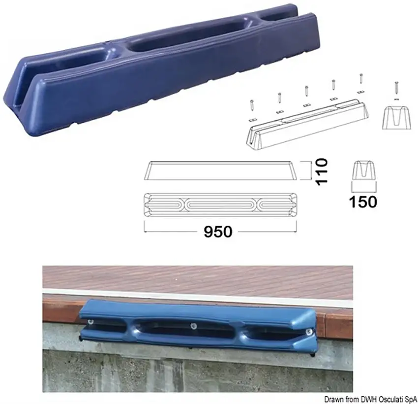 Protezione per pontile 950 mm blu