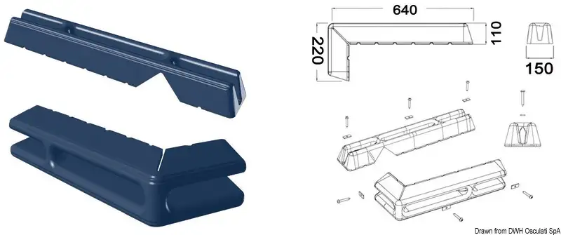 33.519.11 Protezione per pontile 640 + 220 mm blu Osculati