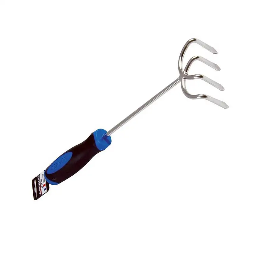 Artiglio a 4 denti in acciaio inox con impugnatura in PVC