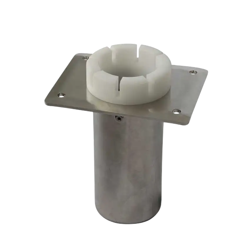 Base in acciaio inox incassata con tacche per porta canna- Seanox