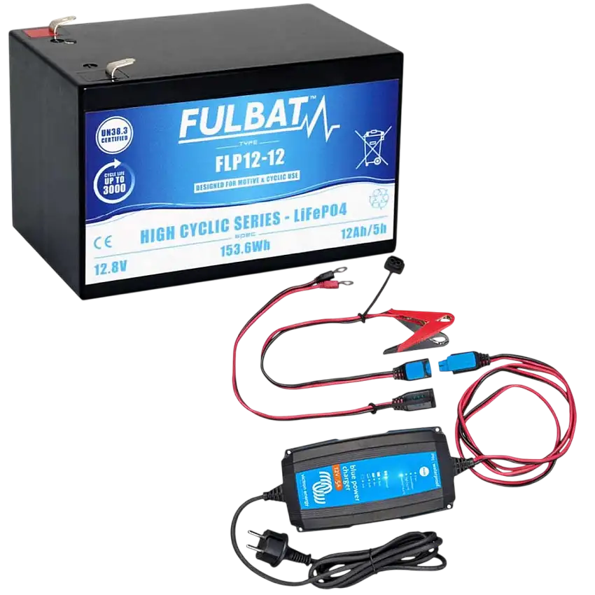 Batteria al litio LifePO4 12V/12A con caricabatterie