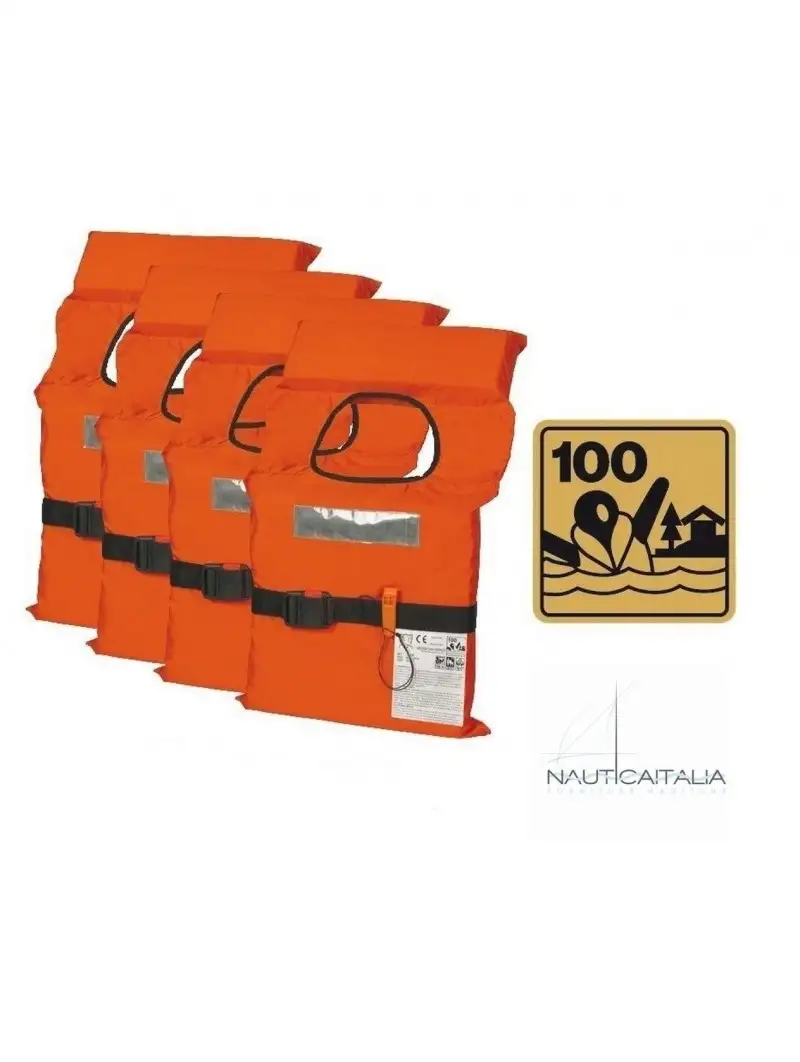 Kit 4 Giubbotti di Salvataggio 100 N ISO 12402-4 – Entro 6 Miglia | Giubbotti Omologati per Navigazione da Diporto
