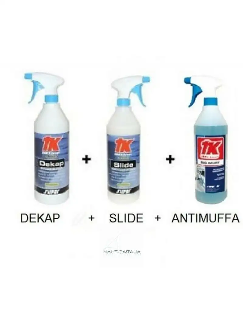 KIT PULIZIA GOMMONE DECAPPANTE DEKAP + SLIDE CERA PROTETTIVA + ANTIMUFFA - TK
