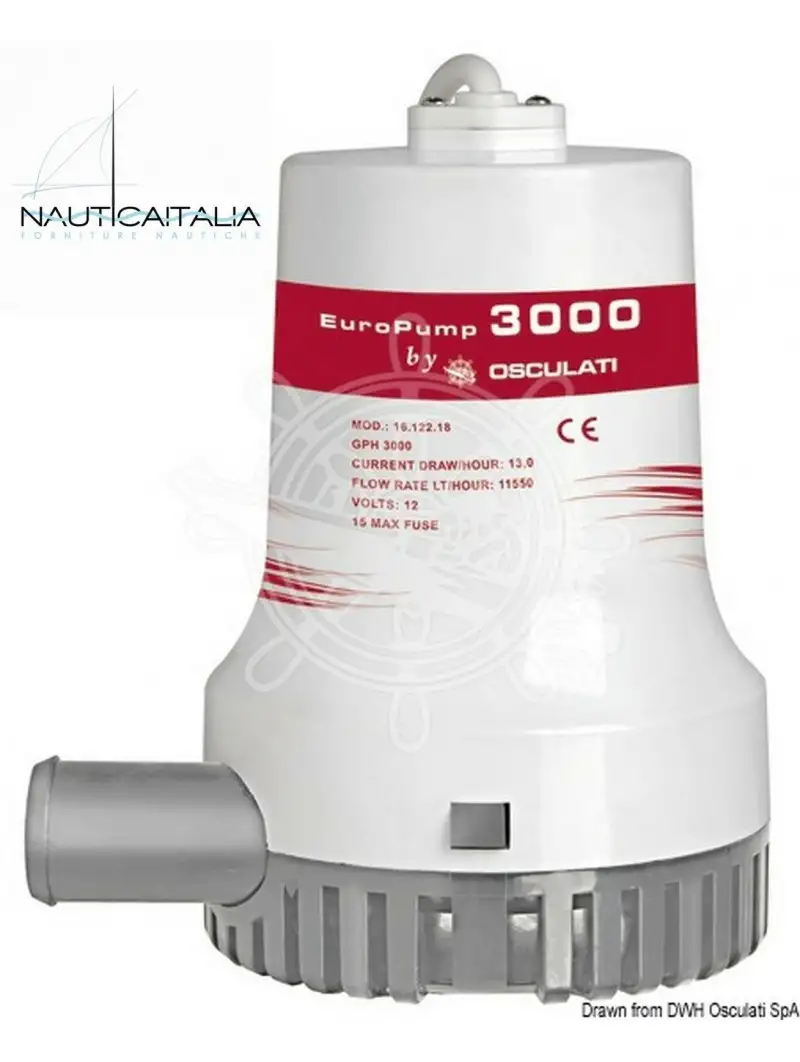 Pompa di sentina EuroPump II 3000 Osculati per barca gommone