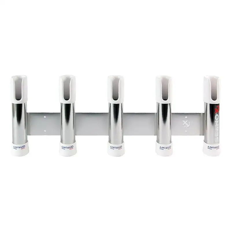 PORTA CANNA IN ACCIAIO INOX 5 CANNE DA PESCA - STAFFA E FISSAGGIO BALCONE