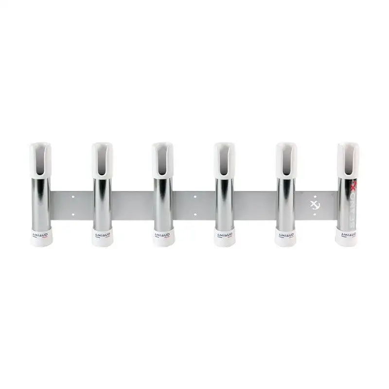 PORTA CANNA IN ACCIAIO INOX 6 CANNE DA PESCA - STAFFA E FISSAGGIO BALCONE