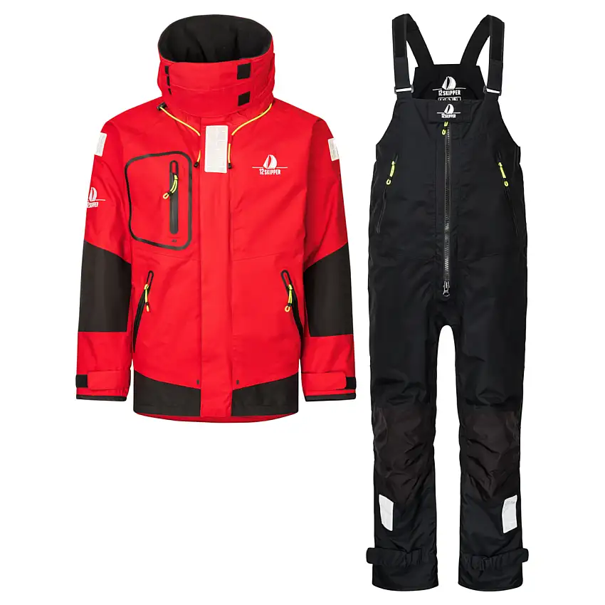 DEAL: 12skipper Magellan Offshore Set Unisex - Giacca rosso S, pantaloni neri XS