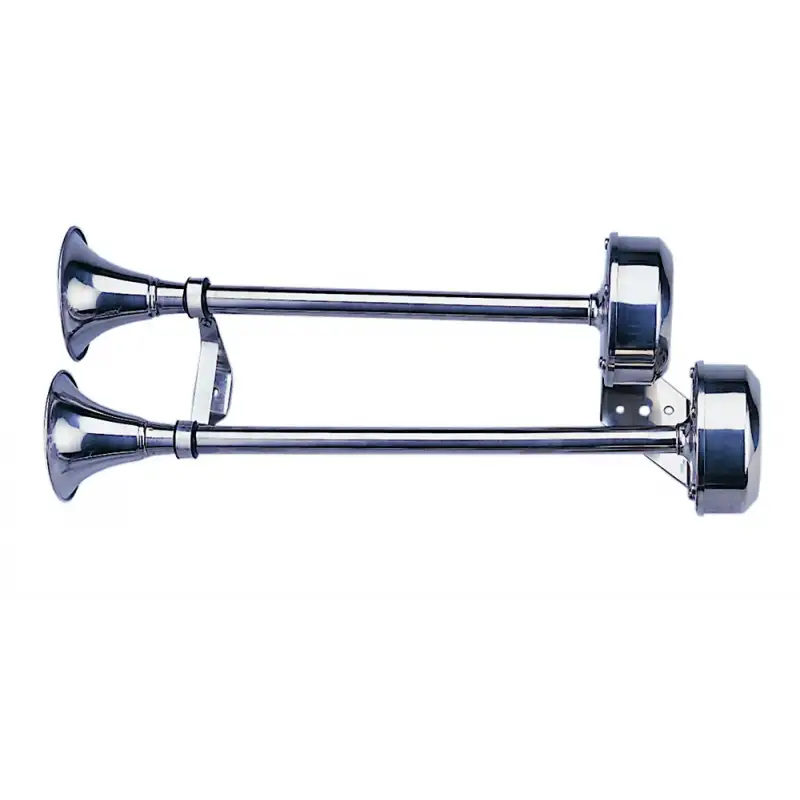 Tromba a doppio cornetto acciaio inox 24v.