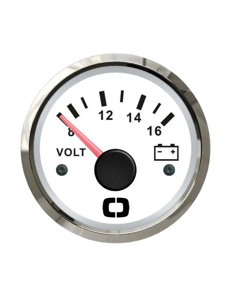 Voltometro 8/16V Inox Bianco